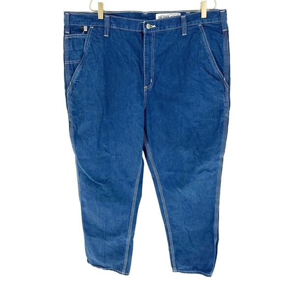 Carhartt Jeans Mens 42 x 32 Blue Flame Resistant Straight Work Utility Denim - Picture 1 of 16